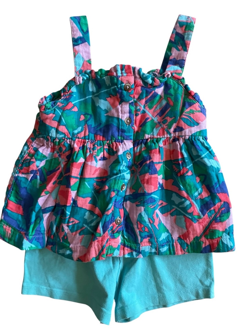 Cat & Jack Tropical Top with Mayoral Shorts Girls 2 Piece Outfit Size 4
